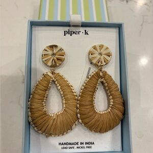 Piper Bohemian Tan and Gold Statement Earrings